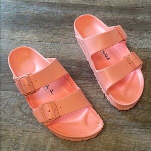 Birkenstock Arizona EVA Slide Sandals coral peach color